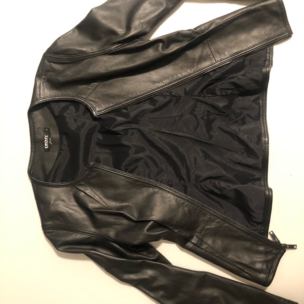 DKNY Leather Fitted Jacket